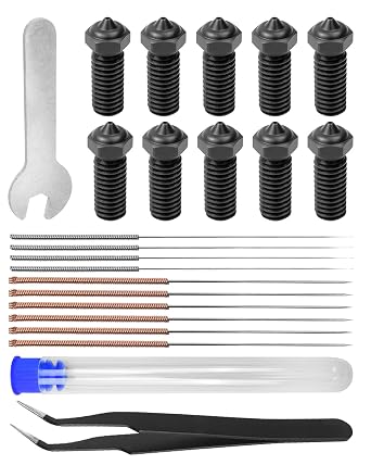 Hardened Steel Nozzles Fit for QIDI X-Max 3 X-Plus 3 X-SMART3 Q1 Pro 3D Printer, 0.2mm 0.4mm 0.6mm 0.8mm 1mm Extruder Nozzles with Cleaning Needles