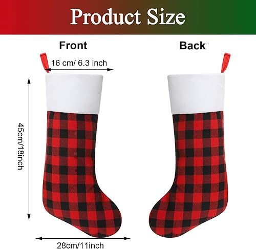 Miniatura 9 de Skylety - Calcetines de Navidad de 20 con tela a cuadros, piel sintética, para colgar en chimeneas, fiestas de Navidad en familia