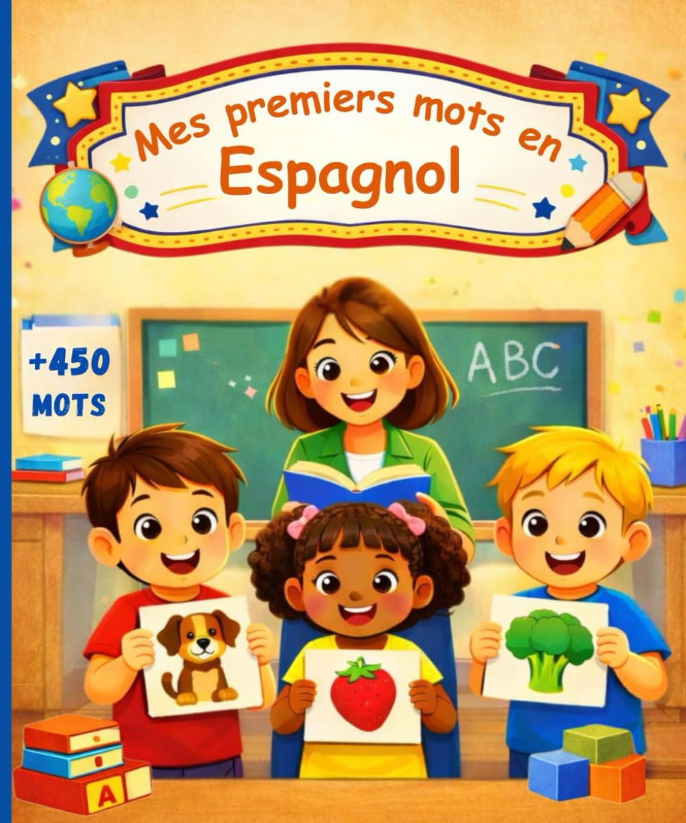 Mes premiers mots en Espagnol: dictionnaire pour enfants et débutants pour apprendre l’espagnol, Imagier bilingue français–Espagnol – 450 mots illustrés.