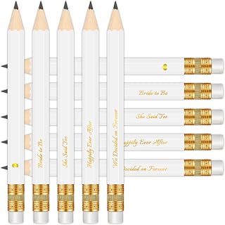 Vusnud 50Pcs – Bridal Shower Sharpened Half Pencils with Erasers, Pre-sharpened Pencils for Bridal Shower Games, 4 Inches (Bridal - Forever, White)