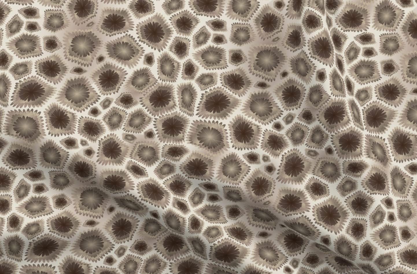 Spoonflower Fabric - Petoskey Stone Brown Beige Coral Printed on Petal Signature Cotton Fabric by The Yard - Sewing Quilting Apparel Crafts Decor