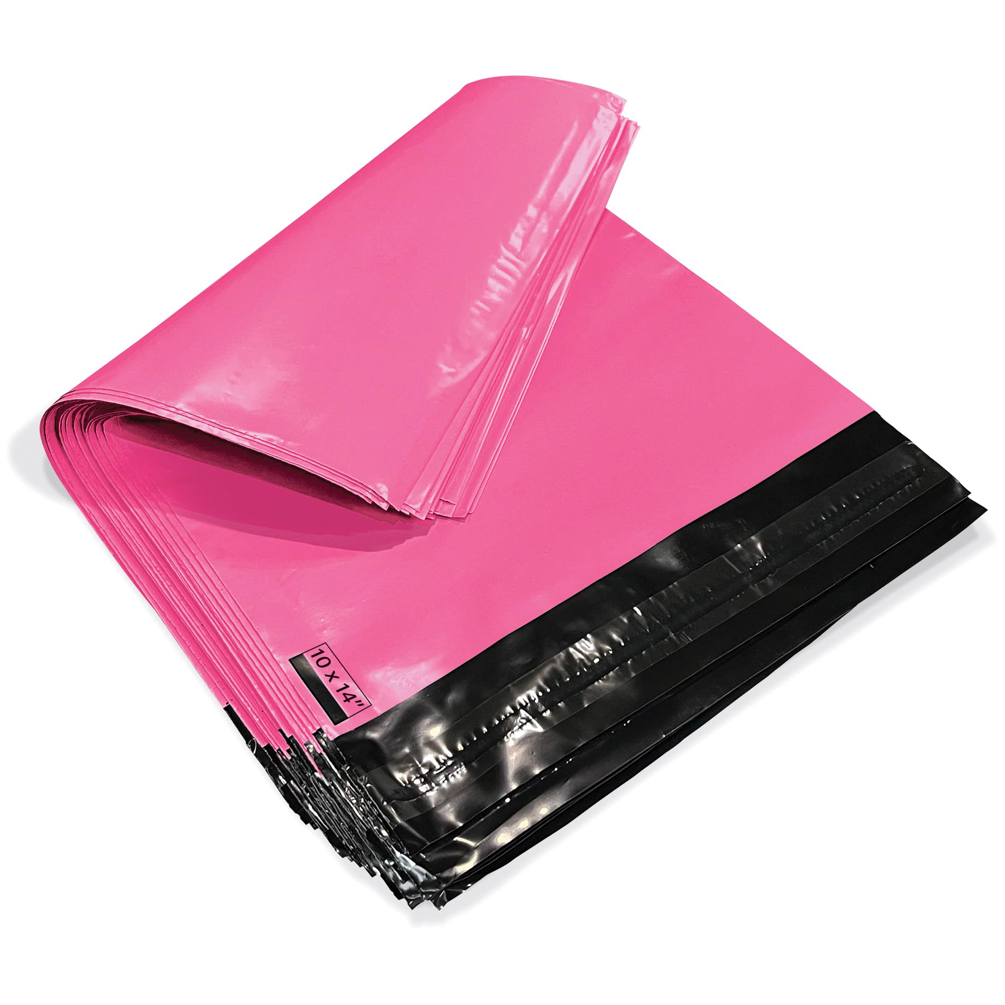 JeeJaan® 50 Pink Parcel Bags 10x14 in Mailing Bags (254 x 354 mm) A4 Poly Mailers Postage Bag Envelope Mailers Strong Recyclable Poly Plastic Envelope for Courier & Shipping Purposes