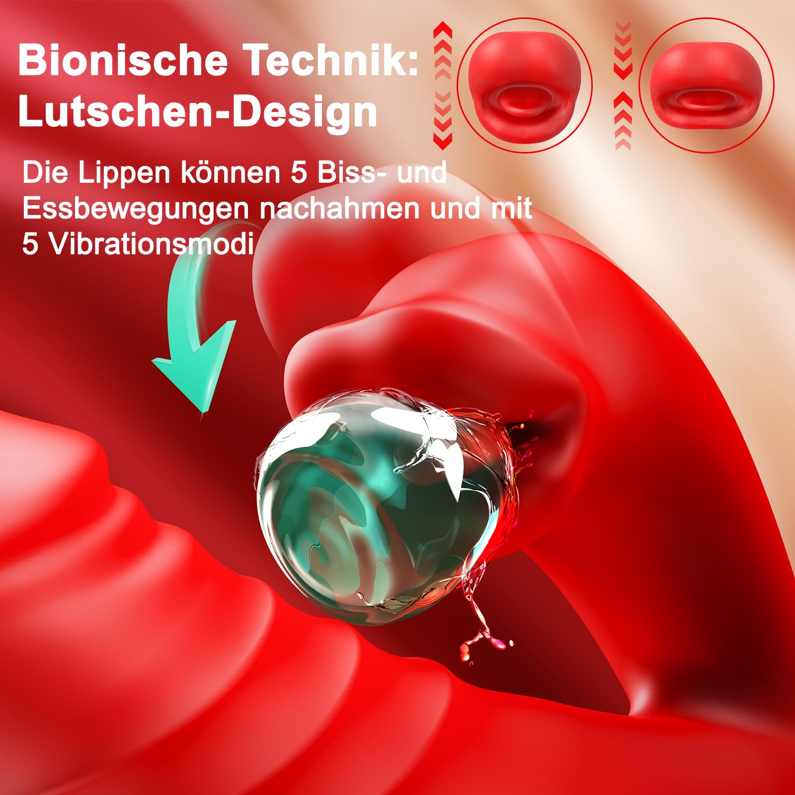 Vibratoreper Donna Professionale, Sex Toys, 3 in 1 Vibratore Clitoride, Succhia Clotoride per Donna, 10 Modalità di Vibrazione Integrate, 5 Modalità di Aspirazione, Impermeabile, Rosso