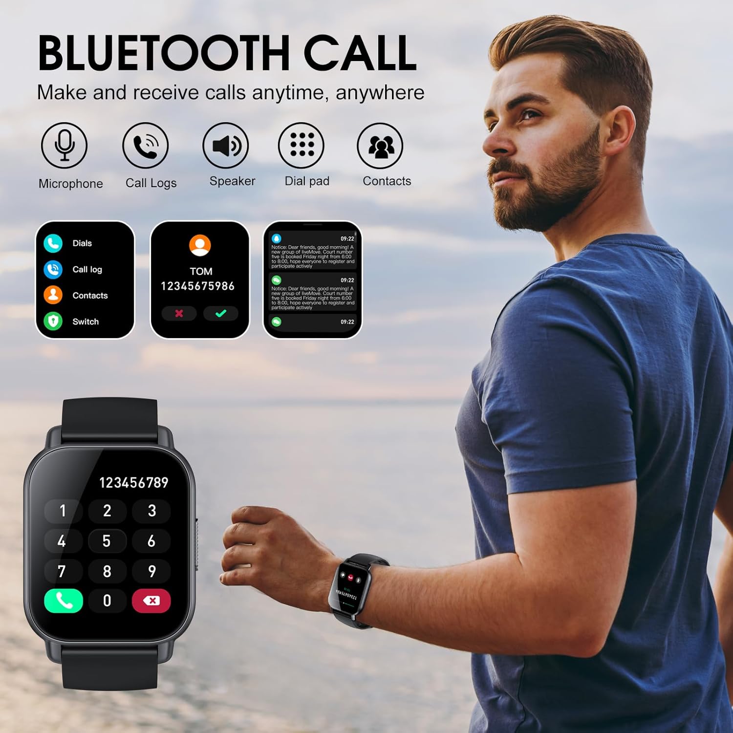 WeurGhy Smartwatch, 1.85 Orologio Smart watch con Effettua/Risposta Chiamate, IP68 Impermeabile Smart Watch con 112 Modalità Sportive, Orologio Smartwatch con Cardiofrequenzimetro Contapassi Sonno WeurGhy Smartwatch, 1.85 Orologio Smart watch con Effettua/Risposta Chiamate, IP68 Impermeabile Smart Watch con 112 Modalità Sportive, Orologio Smartwatch con Cardiofrequenzimetro Contapassi Sonno