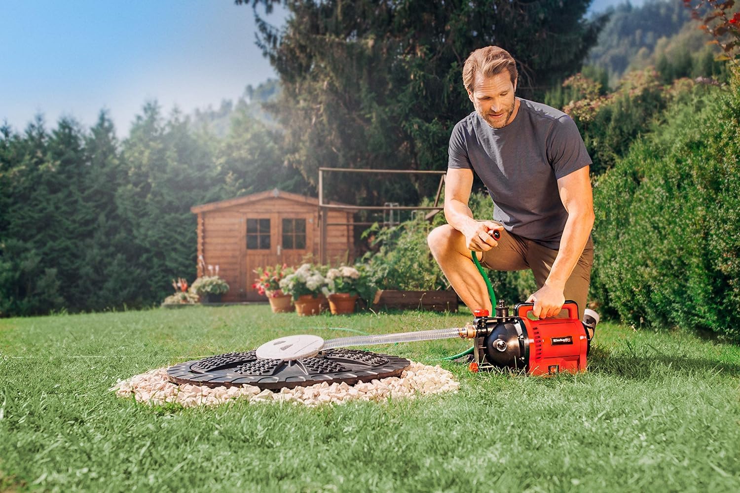Einhell Bomba de jardín GC-GP 1045 N (1.050W, máx 4500 L/h, máx Cabeza 48m, Indicador de nivel de agua, Abertura de llenado de agua/tapón de drenaje, Anticongelante, Protección térmica)
