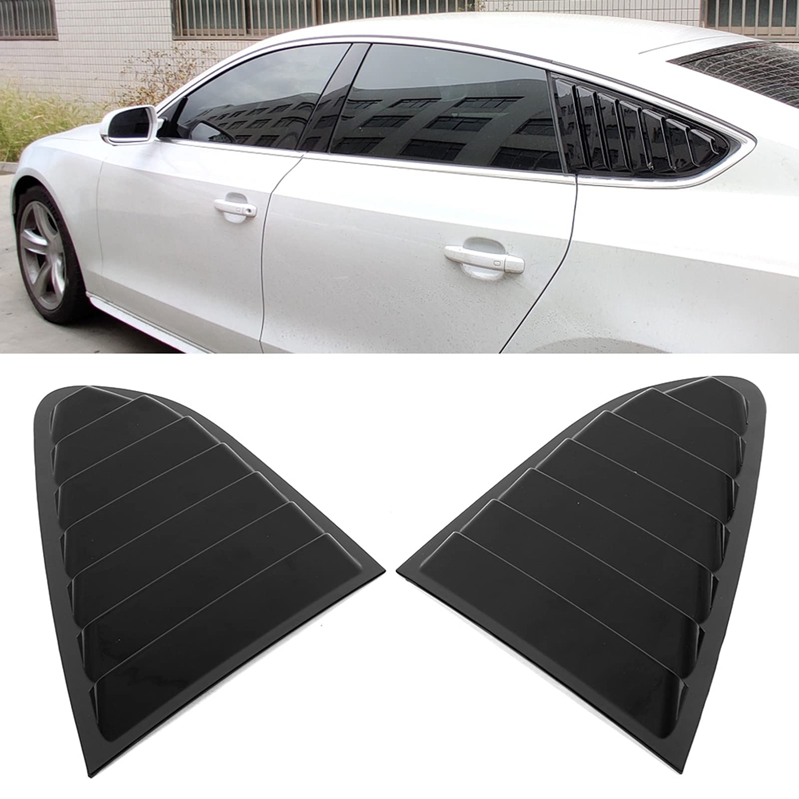 Finitura copertura finestrino laterale compatibile con 2008-2016, sostituzione ventilazione decorativa esterna stile feritoia in ABS nero brillante, set modanatura carrozzeria