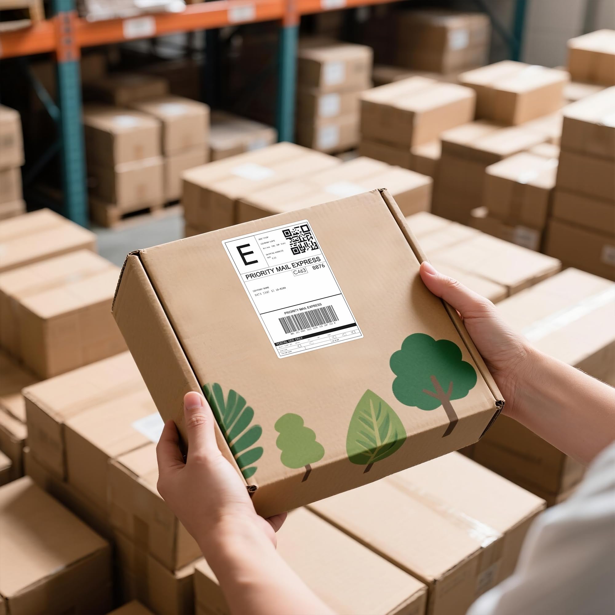 Tera 4000 etichette di spedizione termica diretta con perforazione, 4 pile di carta da stampa per stampante termica, adesivo potente, qualità commerciale