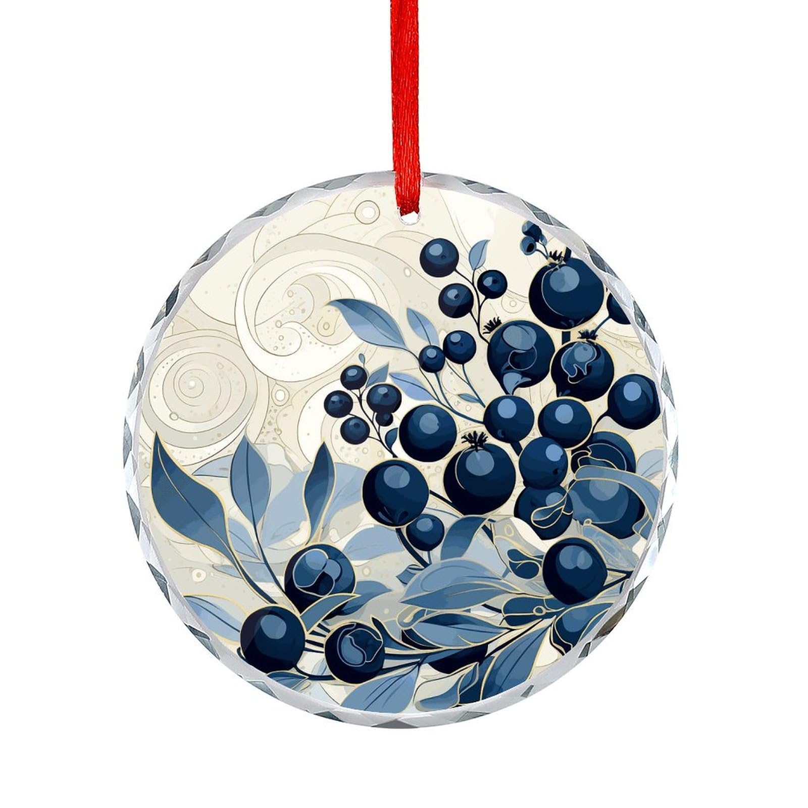 Fodpand Women's Style Field Of Blueberries Round Glass Ornament Keepsake Gift Exchange Ideas Car Decor,Christmas Ornaments For Tree Window Garden Ornaments