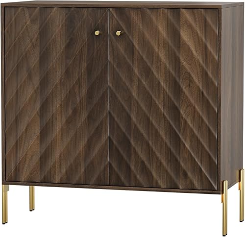 Miniatura 8 de Buffet de comedor moderno de mediados de siglo de 32 pulgadas con almacenamiento, aparador de buffet con diseño de ondas diagonales, mesa de