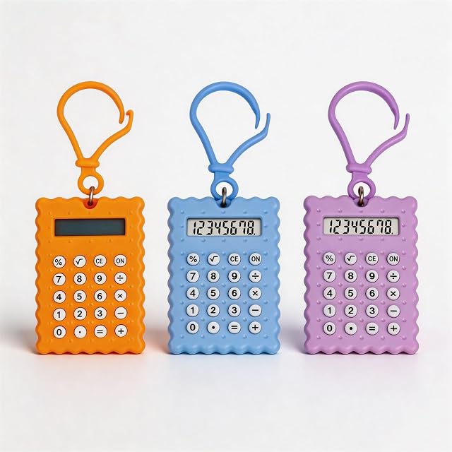 3PCS Cute Mini Calculator Keychain,Portable Calculator Keychain Small Calculator for Office,School(3PCS)