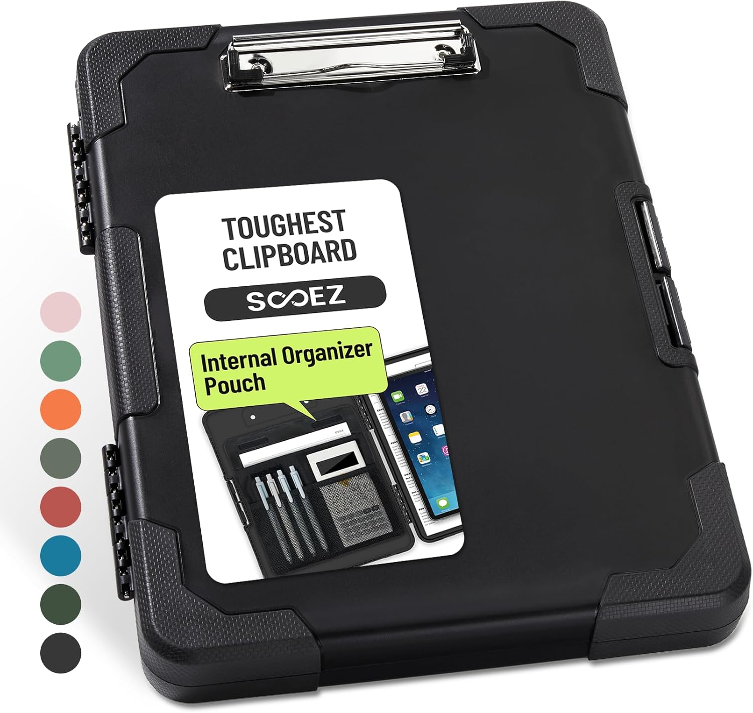 Sooez Toughest Clipboard with Storage & Pen Pouch - Shockproof Heavy Duty Plastic, Water-Resistant 8.5x11/A4 for Contractors Truckers
