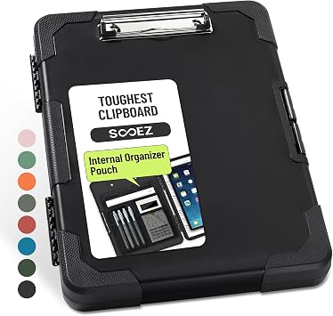 Sooez Toughest Clipboard with Storage, Internal Pen Pouch Included, Letter/ A4 Size, Shockproof Heavy Duty Plastic Clip Boards 8.5x11, High Capacity Clipboards Box Case for Contractor Trucker Driver
