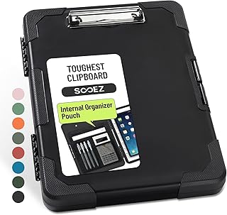 Sooez Toughest Clipboard with Storage, Internal Pen Pouch Included, Letter/ A4 Size, Shockproof Heavy Duty Plastic Clip Boards 8.5x11”, High Capacity Clipboards Box Case for Contractor Trucker Driver