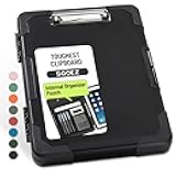 Sooez Toughest Clipboard with Storage, Internal Pen Pouch Included, Letter/ A4 Size, Shockproof Heavy Duty Plastic Clip Boards 8.5x11”, High Capacity Clipboards Box Case for Contractor Trucker Driver