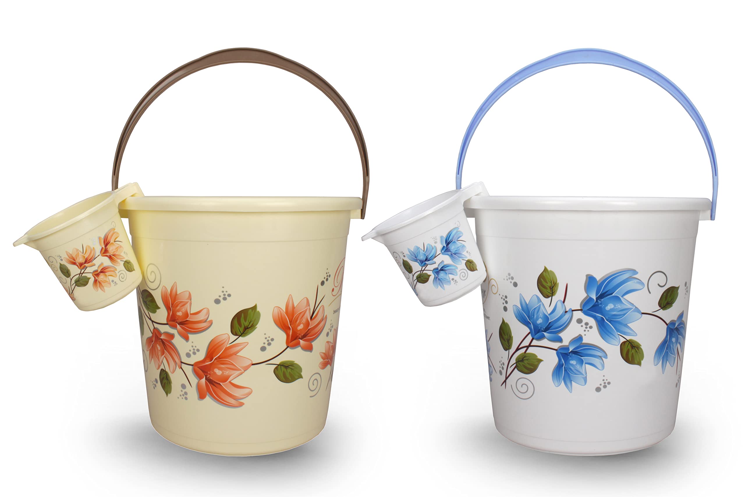 Halsey Plastic 2 Pieces Bathroom Set (Bucket 22 litres and Mug 1 litres) (Brown & Blue) (B09MKXL413) Amazon Price History, Amazon Price Tracker
