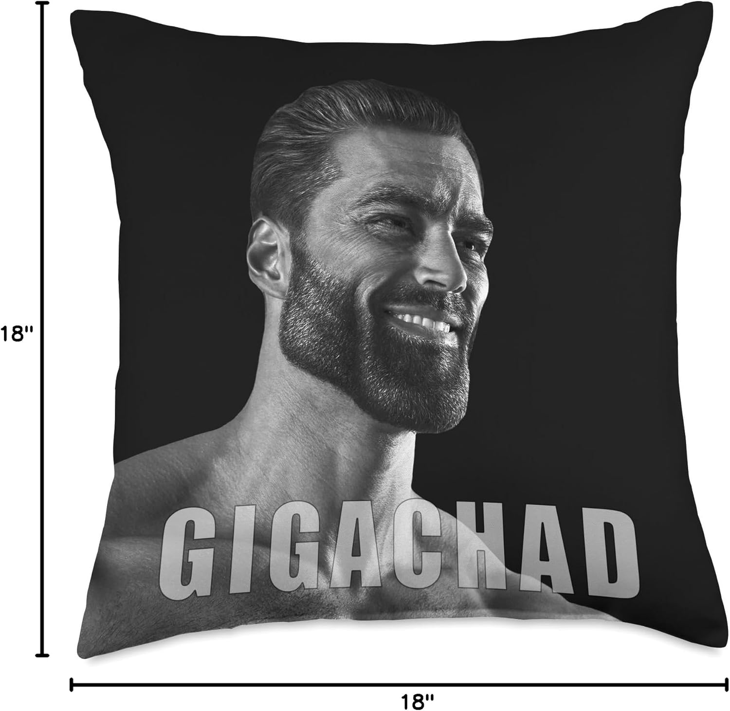 GigaChad - Absolute Chad, Sigma Male Grindset, Ultimate Man Throw Pillow