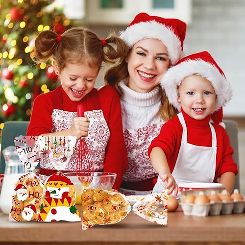 Miniatura 3 de DULEFUN 160 bolsas de celofán de Navidad, 8 estilos, transparentes para dulces, galletas, golosinas, bolsas de celofán con lazos giratorios para