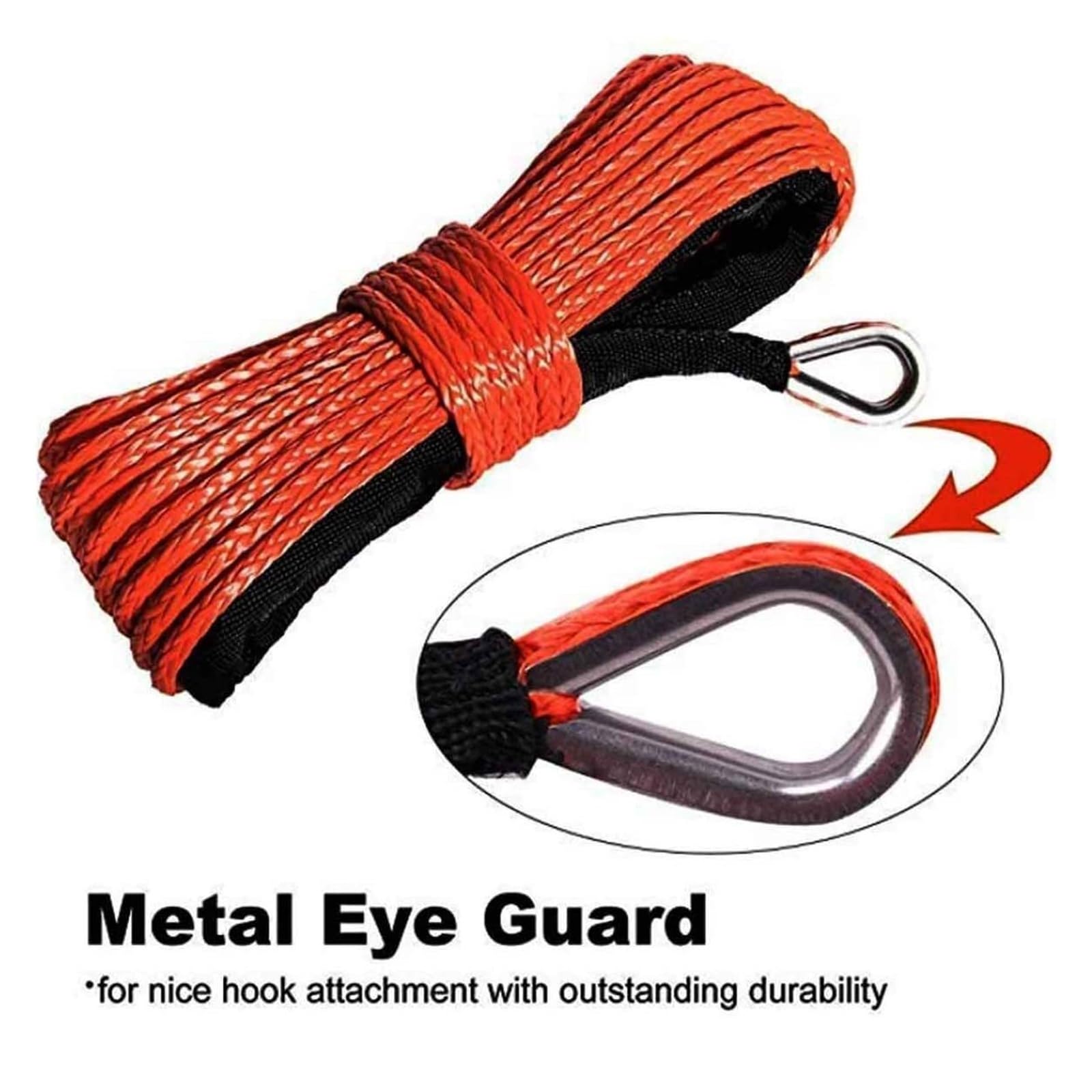 Linia Wciągarki 6mm/15M Kabel Syntetyczny Lina Holownicza 7000/5500LBs 1/4 ''linia Przyczepy Do SUV ATV UTV Ciężarówka Akcesoria Samochodowe Solidna I Niezawodna(Orange Mattress)