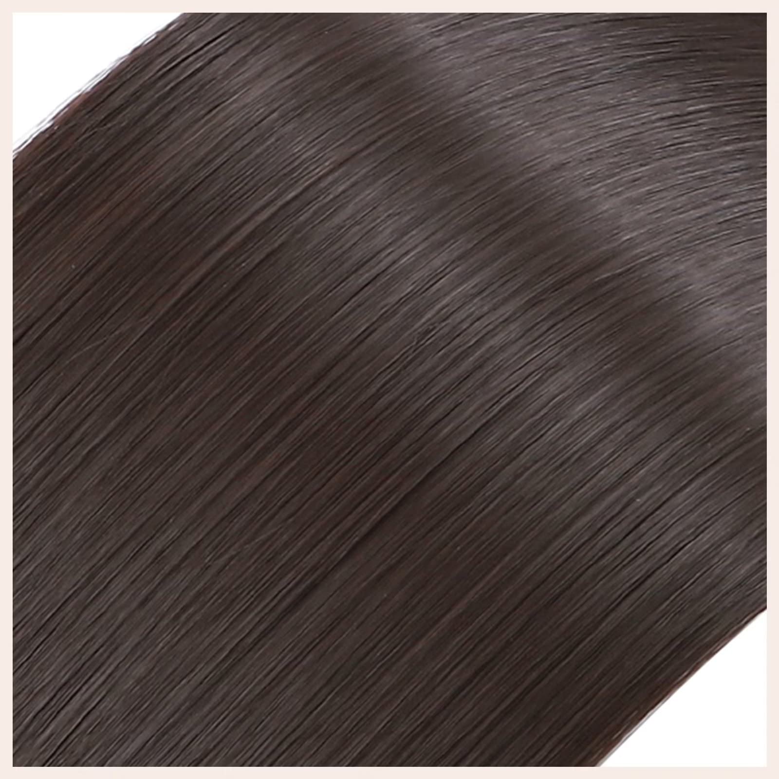 TESS Coleta Postiza Pelo Natural 66 cm, Postizos de Pelo Natural Liso Marrón oscuro (#4A) Coleta Postiza 100g