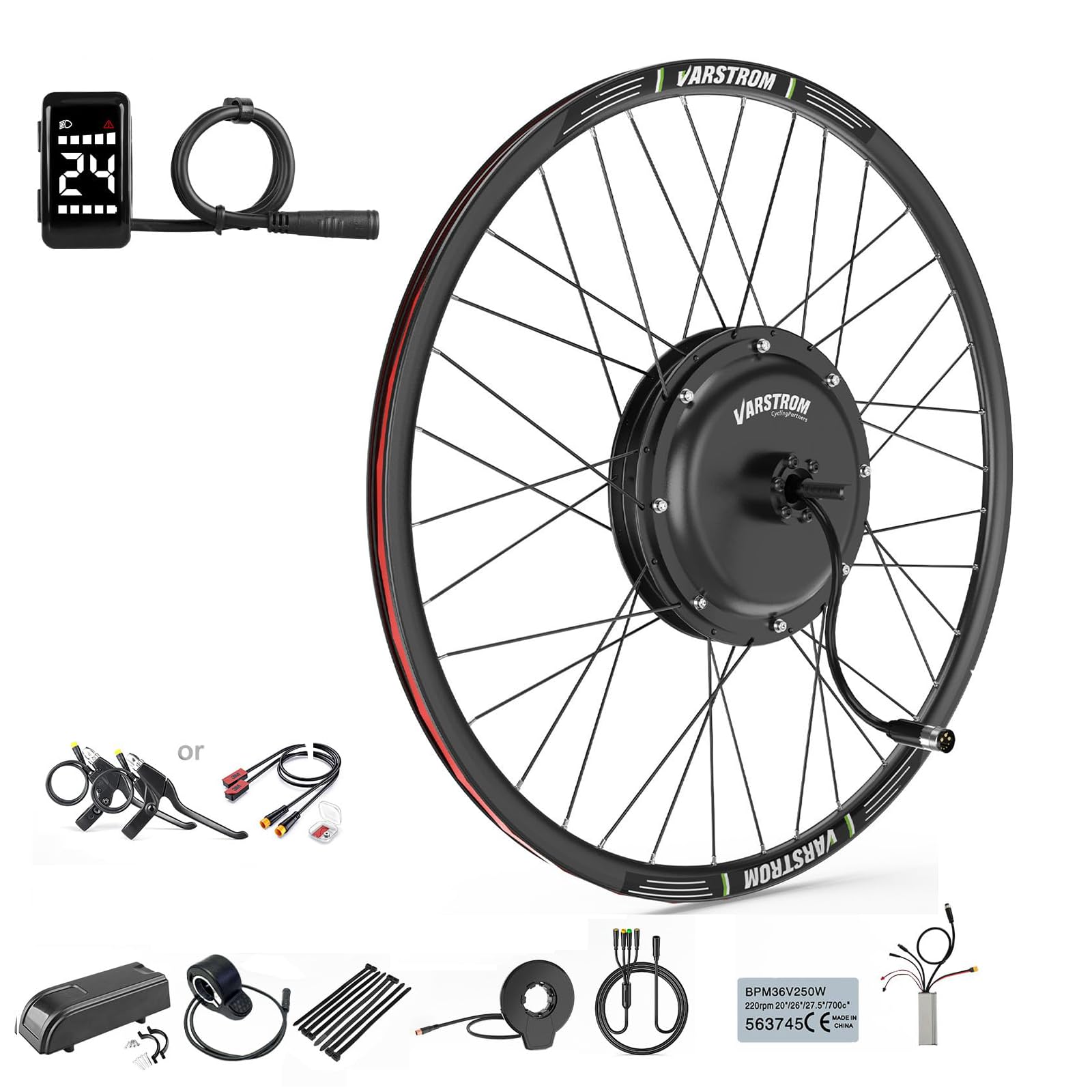48V-15OOW JYLT Version Sport Kit Conversion Velo Electrique, Moteur à Moyeu Roue Arrière 28" 29" 700C pour Kit Velo Electrique avec Contrôleur & DZ40 Affichage, pour VTT Cassette