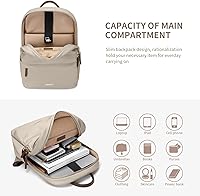Vista 3 de GOLF SUPAGS Laptop Backpack for Women Slim Computer Bag Work Travel College Backpack Purse Fits 14 Inch Notebook (Apricot)