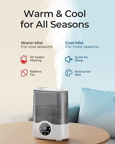 Miniatura 4 de Homvana Humidificador inteligente para dormitorio, habitación grande, hogar, 7L cálido y fresco, niebla automática de 360, ajuste automático de