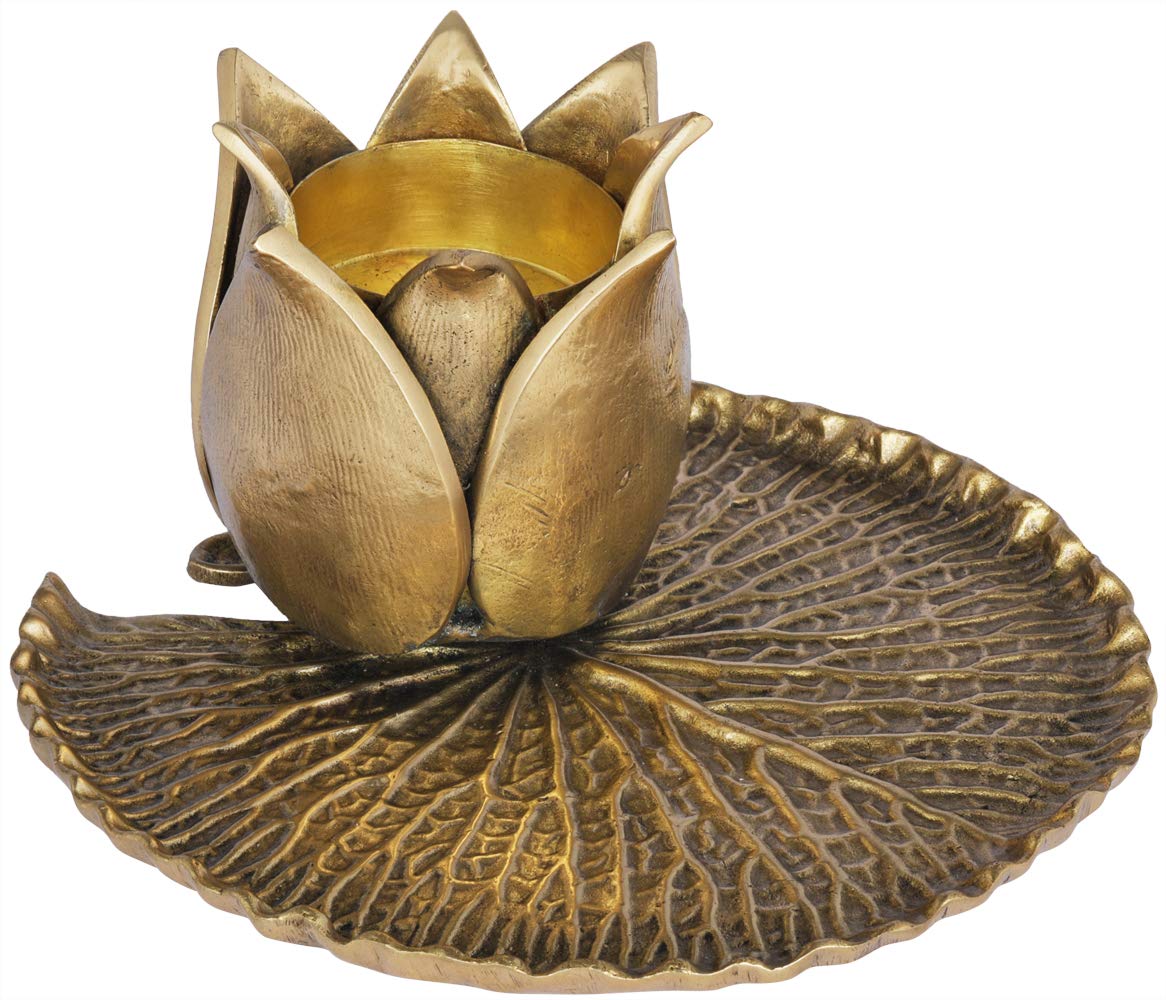 Designer Lotus Flower Candle Stand | Handmade | Home Dcor | Decorative Object/Accents | Brass | Ma