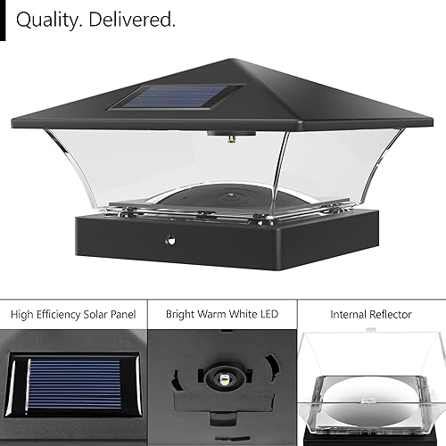 Miniatura 2 de Davinci Lighting Luces solares clásicas para exteriores, 4 x 4, 5 x 5, 6 x 6, luz LED brillante para postes de valla, terraza, jardín o patio, color