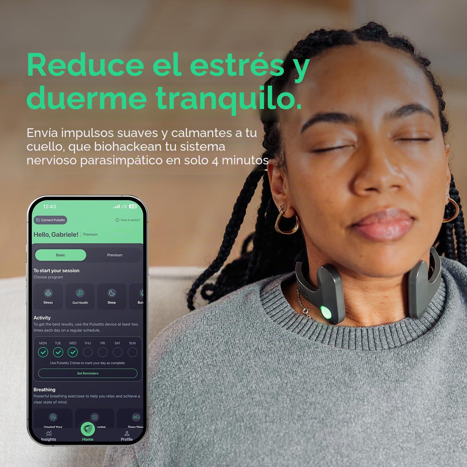 Pulsetto Lite (V1) Dispositivo Portátil de Bienestar - Apoyo para La Relajación y El Bienestar Diario
