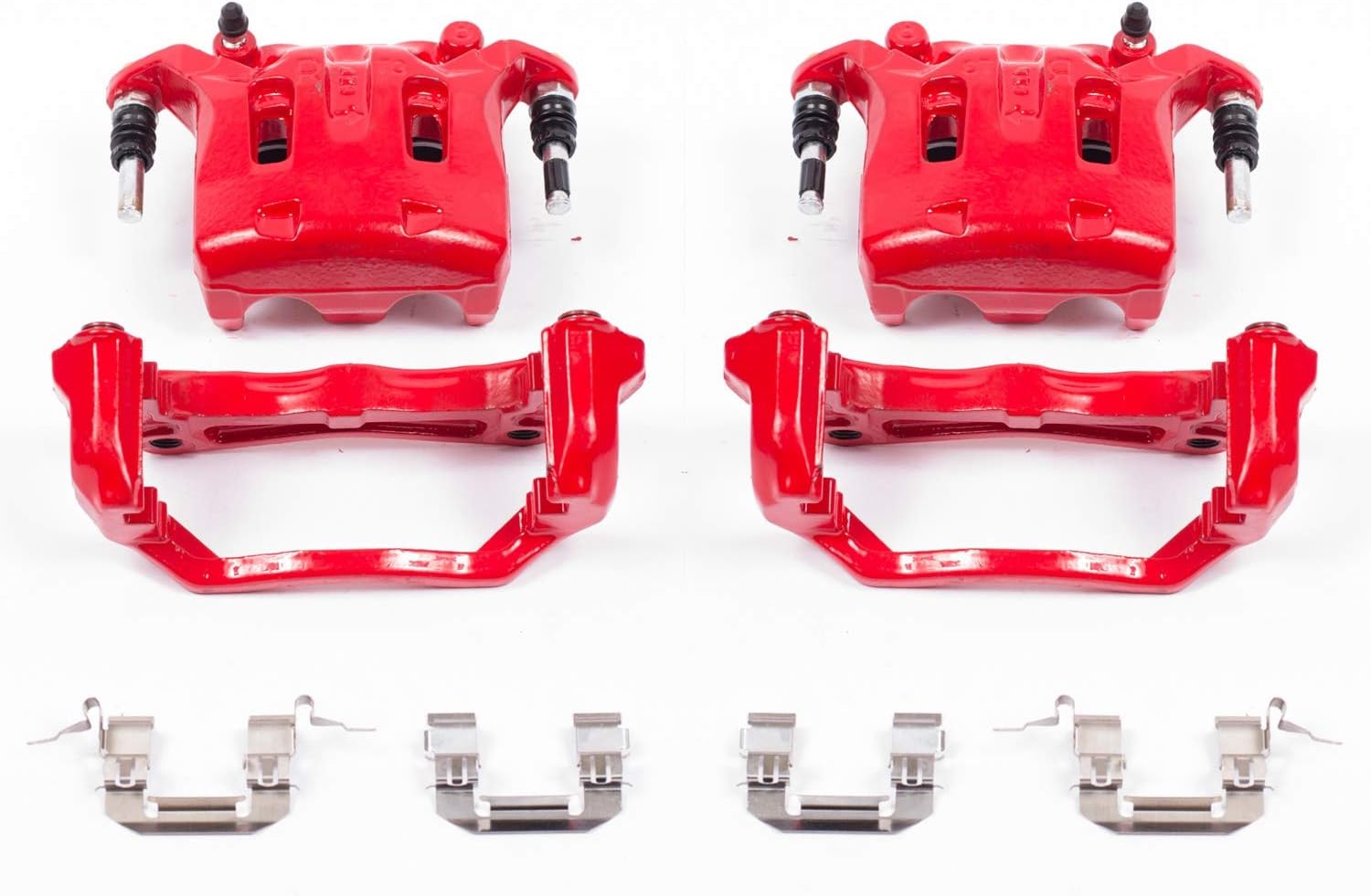 Power Stop Front S2870B Pair of High-Temp Red Powder Coated Calipers For EX35, E, G25, G35, G37, M35, M35h, M37, M45, M56, INFINITI, Q70, Q70L, QX50, QX70, 370Z, Murano [Model Specific]
