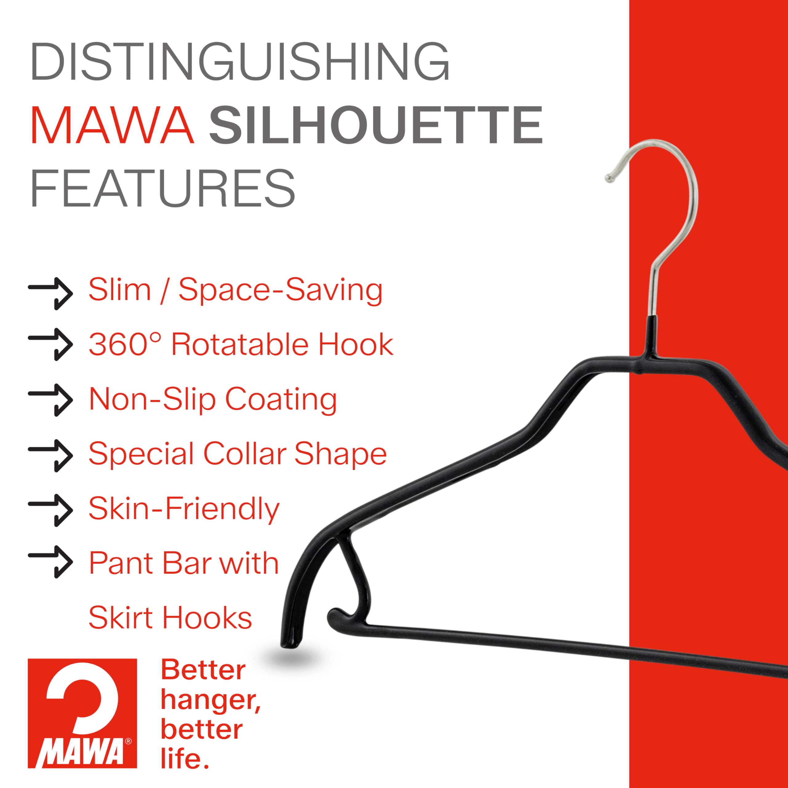 MAWA by Reston Lloyd Silhouette - Percha para Pantalones y Faldas (5 Unidades), Color Blanco