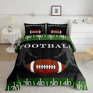 Football Bedding Set Rugby Sports Comforter Soccer Ball Game Comforter Set for Kids Adults American Football Player Duvet Set Ultra Soft Room Decor Full Size Quilt Set