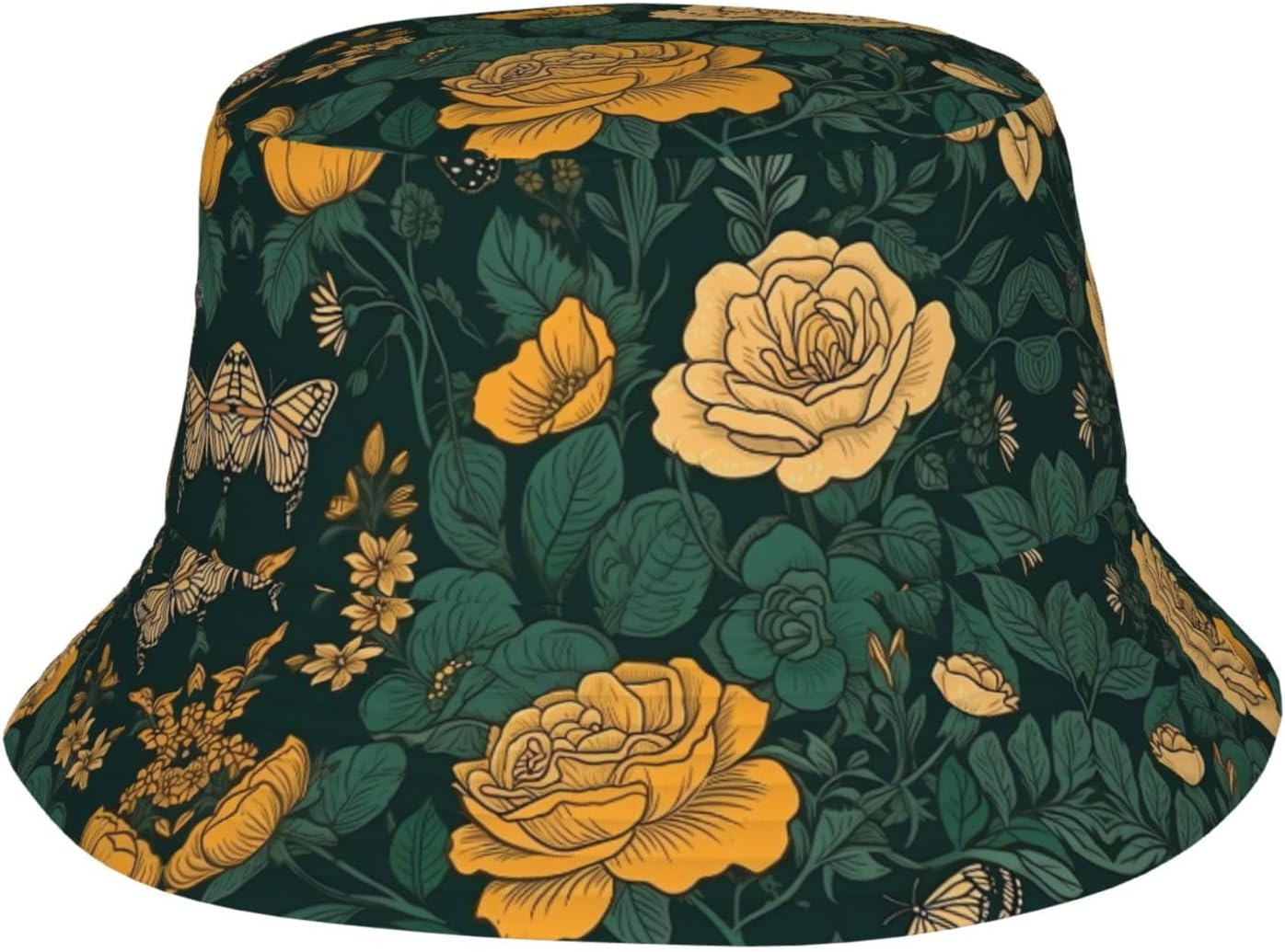 Fashion Bucket Hat for Women Men Packable Cute Sun Hats Roses and Butterflies Fisherman Cap Outdoor Travel Beach Caps