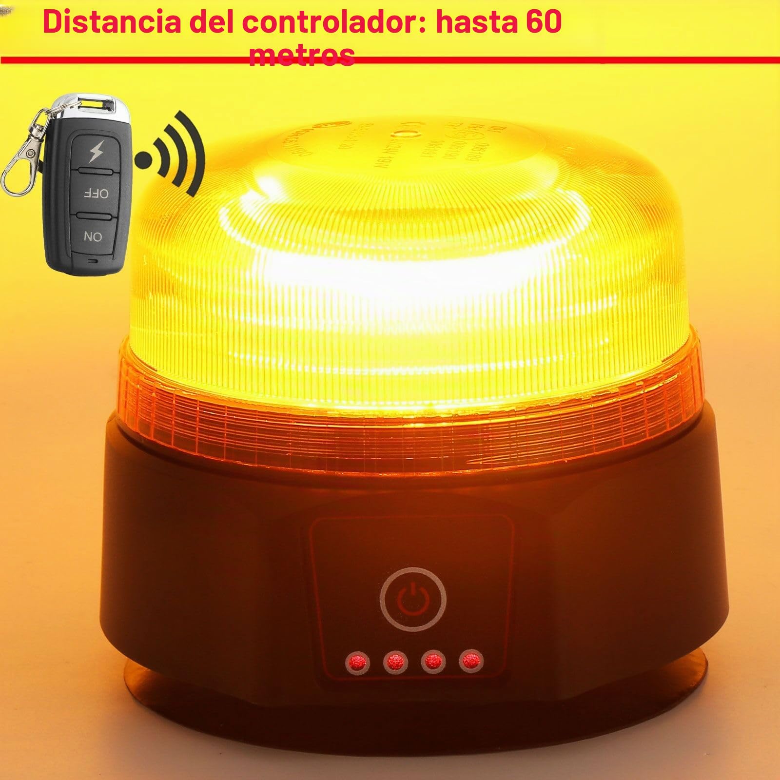 LED Piloto Estroboscópica Luz Rotativo Naranja Tractor con iman Inalámbrico Recargable Flashde Emergencia Homologadas