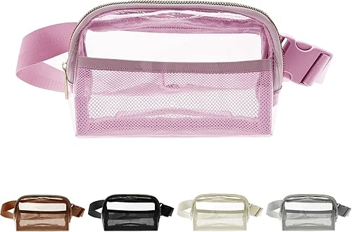 Riñonera transparente aprobada para estadios  Riñoneras Bomvabe para mujeres y hombres, resistente al agua, bolsa transparente ajustable para