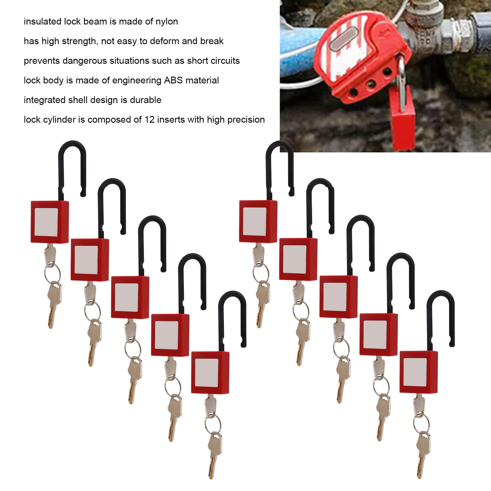 Cerradura de bloqueo y etiquetado, candados con etiquetas de bloqueo de seguridad diferentes con llave, herramienta para estaciones eléctricas y kits de dispositivos