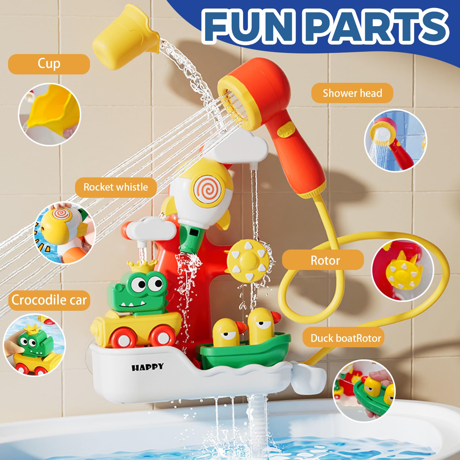 LUKIUP Giochi Bagnetto, Giochi da Bagno, Giochi Vasca da Bagno, Ventose, Razzo Giochi per Bagnetto, Giochi per Vasca da Bagno Interattivi - 4