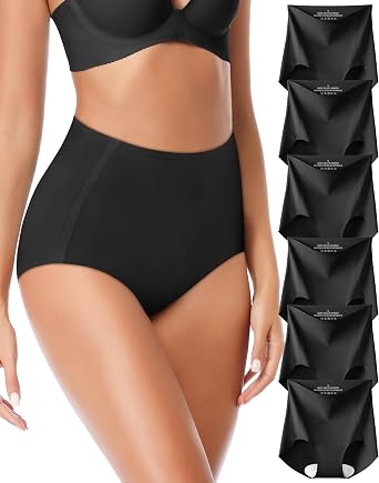 Seamless High Waisted Underwear Panties for Women No Show Ladies Panty Full Coverage Tagless Briefs 6 Pack