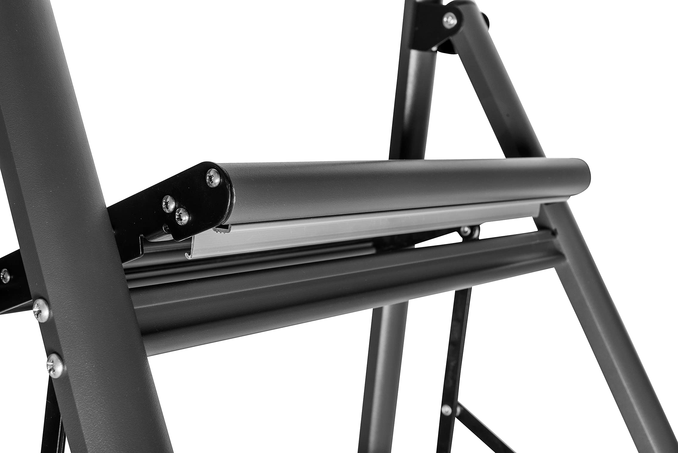 WENKO Leichte Aluminium Leiter Compact, 66 cm höher, Klapp-Trittleiter, 3 rutschsichere Stufen, Sicherheitsbügel & Haltegriff, 48 x 114,5 x 6 cm, Dunkelgrau