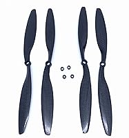 Vista 1 de KingVal Reemplazo de 2 pares de hélice CW/CCW de fibra de carbono 1245 compatible con RC Quadcopter Drone