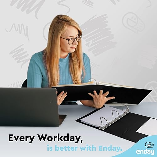 Miniatura 7 de Carpeta de 3 pulgadas con 3 anillas, color negro, con anillas inclinadas en D de 3 pulgadas, cubierta transparente con 2 bolsillos interiores,