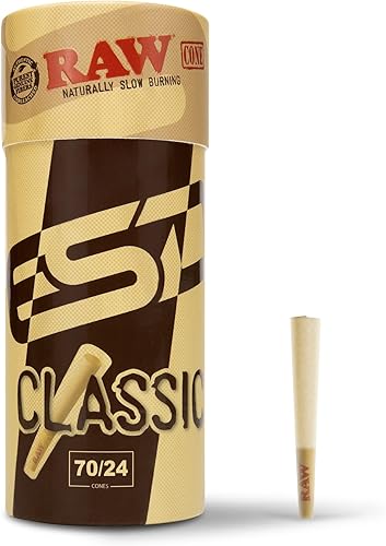 Conos RAW Classic Tamaño Único 7024  Paquete de 100 Conos  Más Cortos que 1 14  Mini Preenrollado para Disfrutar de una Sesión Rápida