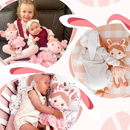 Miniatura 2 de OUOZZZ Juguetes suaves de muñeca de bebé de 12.6 pulgadas para regalos de niña de 1 año, regalos de Pascua, conejito de peluche para niños, juguetes