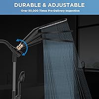 Vista 2 de MakeFit Combo de Cabezal de Ducha de Lluvia con Doble Filtro, Cabezal de Ducha de Mano de Alta Presión con Barra Ajustable - Cabezal de Ducha