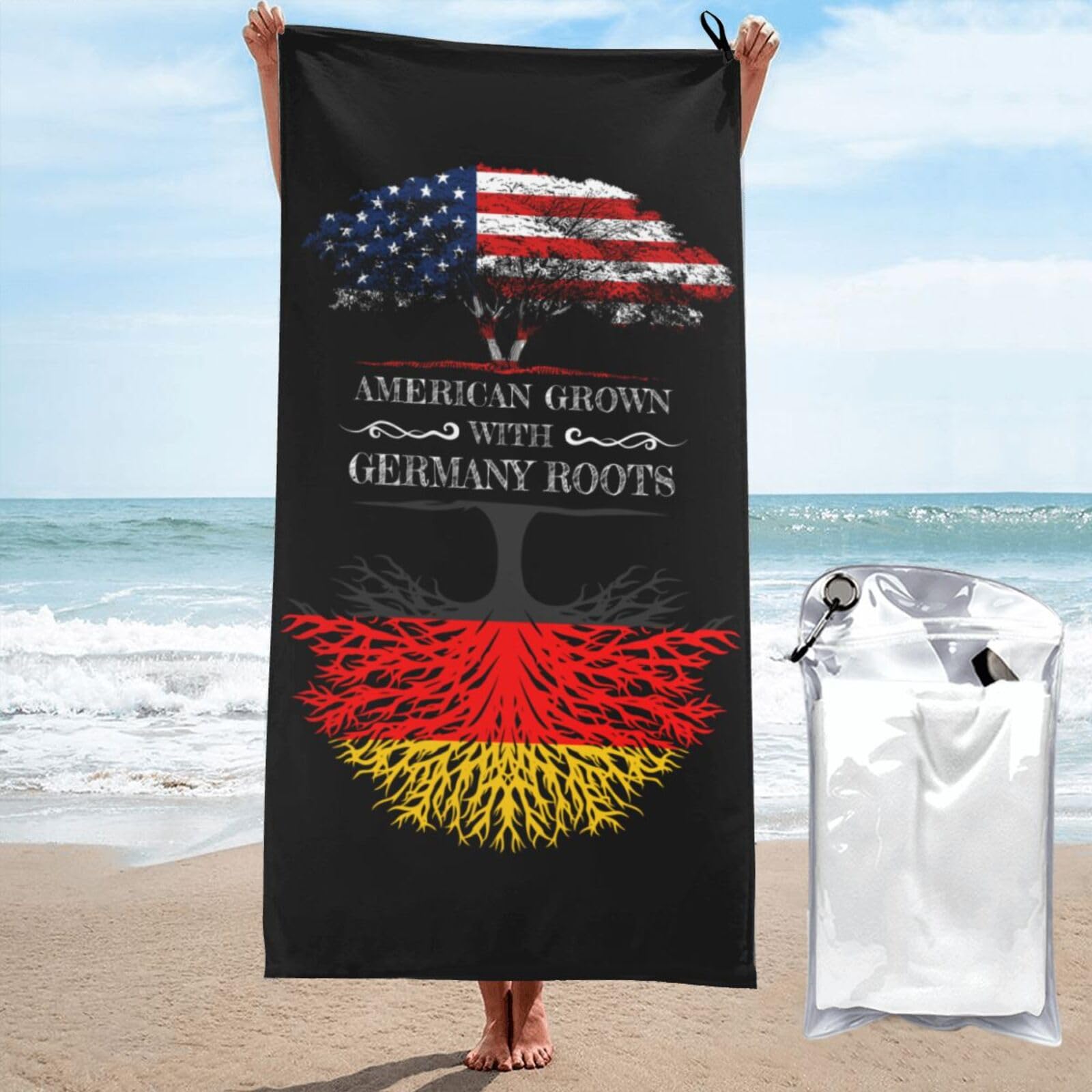 Serviette de plage drapeau allemand en microfibre anti-sable de 70x140 cm pour la piscine