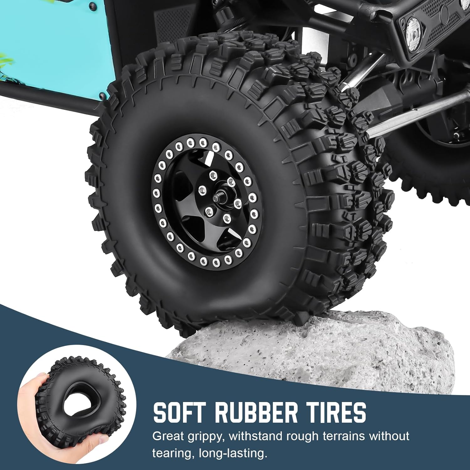 4Pcs 1.9 Inch 1/10 Rock Crawler Tires 120mm Outer Diameter Foam Inserts for Axial SCX10 II III Traxxas TRX 4 Redcat Gen 8 RC4WD TF2 RC Car