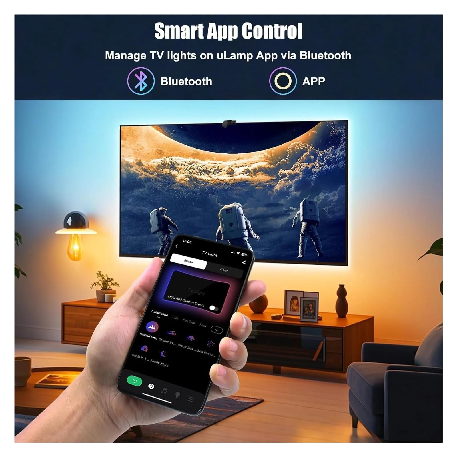 Smart Camera Sync TV Schermo retroilluminato a LED e striscia LED flessibile sincronizzata con musica for televisori da 55-65 pollici