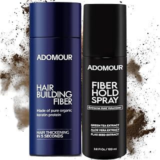 Adomour Hair Fiber 27.5g & Fiber Hold Spray 100ml | Keratin Fibers for Instant Volume, Thickening of Hairs | Strong Hold, ... Price In India