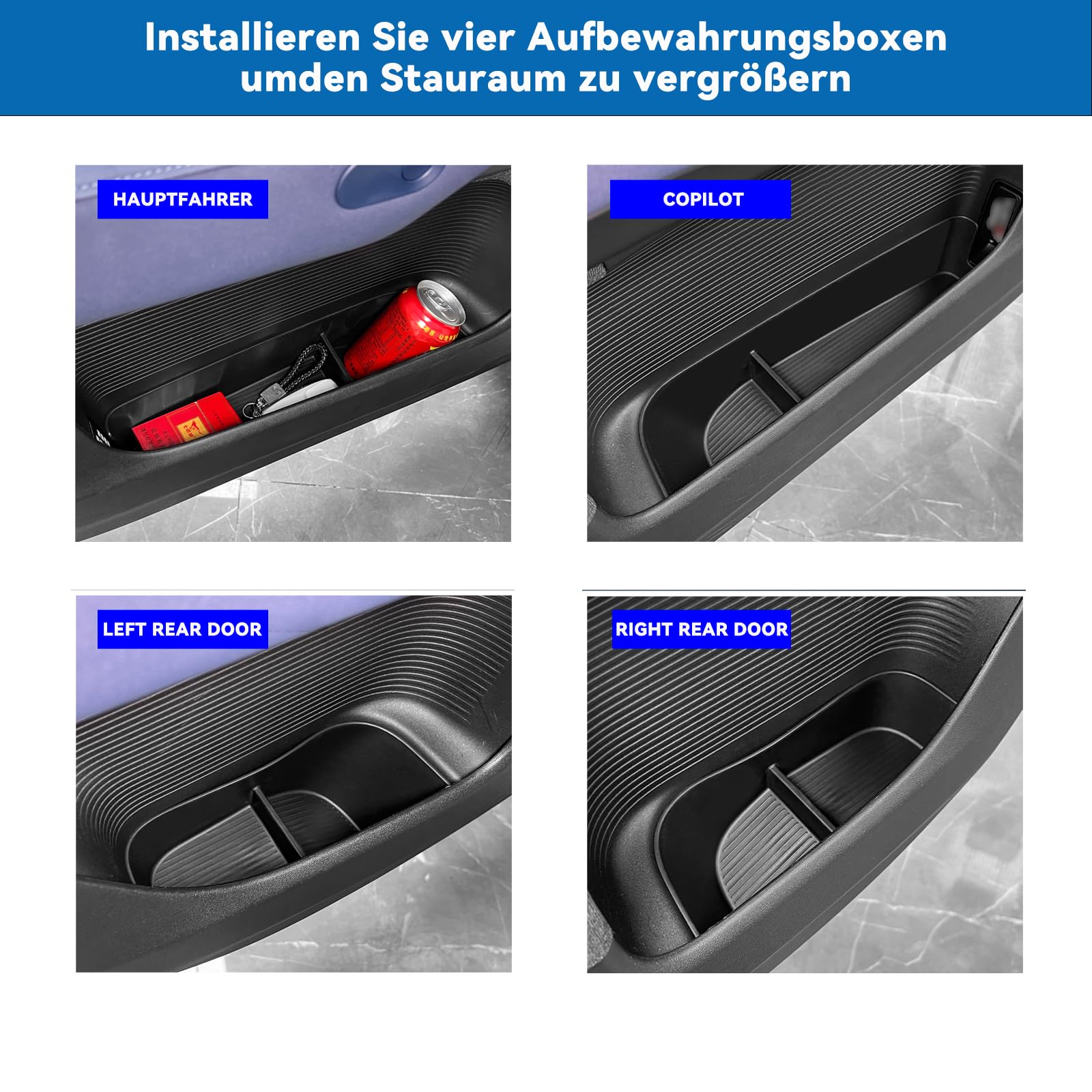 JULIK Boîte de Rangement de Portière Étanche en TPE pour XPeng G6 2023–2025 – Lot de 4, Noir – Organisateur de Porte Antibruit