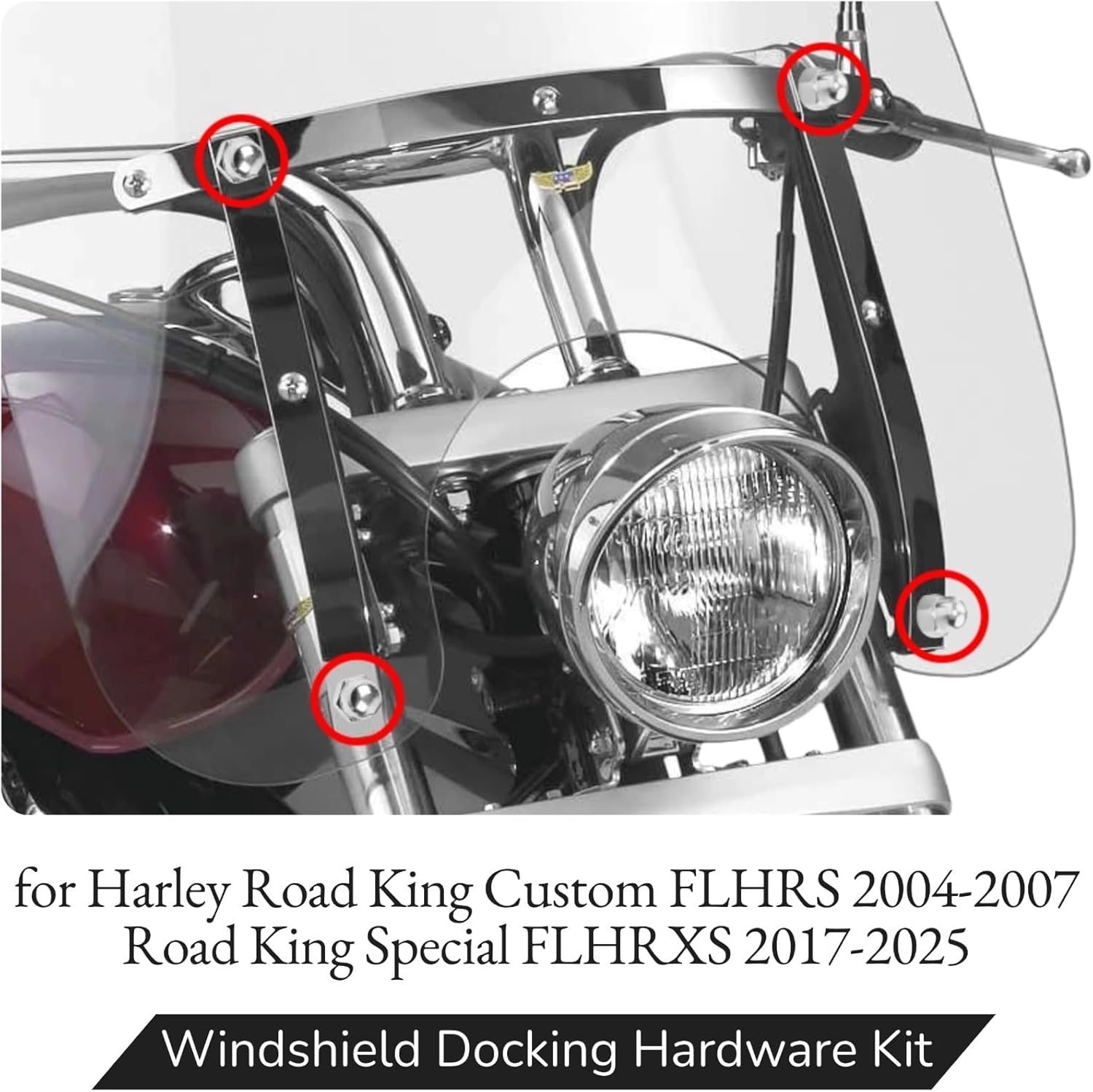 Windshield Docking Hardware Kit for Harley Road King Custom FLHRS 2004-2007 Road King Special FLHRXS 2017-2025